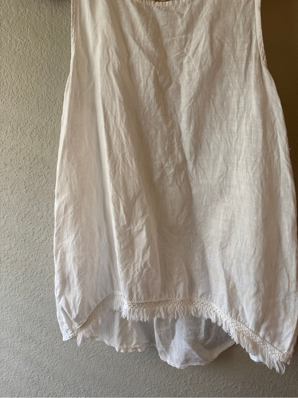 Francesca Bettini White Sleeveless Linen Blend Tank Top with Fringe Hem M - Picture 3 of 6